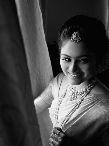 Kerala Hindu Wedding Photography, bridal portrait photography.